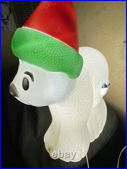 30 Polar Bear Blow Mold with Santa Hat and Light Vintage General Foam Christmas