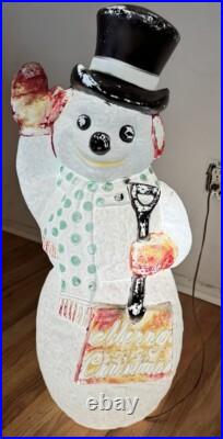 30 Vintage Dapol Lighted Merry Christmas Shovel Snowman Frosty Blow Mold