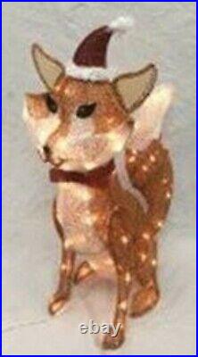 32 Lighted Glitter Fox Pre Lit 70 Lights Outdoor Christmas Decoration New