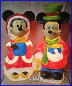 33 1/2 DISNEY-Mickey and Minnie Mouse Blow Molds Christmas Santas Best- Vintage