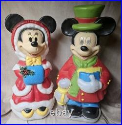 33 1/2 DISNEY-Mickey and Minnie Mouse Blow Molds Christmas Santas Best- Vintage