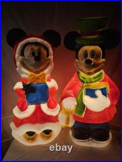 33 1/2 DISNEY-Mickey and Minnie Mouse Blow Molds Christmas Santas Best- Vintage