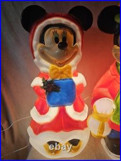 33 1/2 DISNEY-Mickey and Minnie Mouse Blow Molds Christmas Santas Best- Vintage
