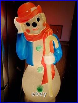 33 Vintage Empire Frosty Blow Mold Snowman 1971 blue jacket Christmas IOB