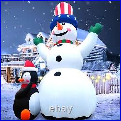 33ft Giant Christmas Inflatable Snowman&Penguins Blow-up Holiday Yard Lawn Decor