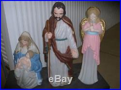 3 PC Vintage Joseph, Mary withbaby Jesus and Angel, Lighted Blow Mold