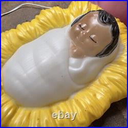3 Pc. Blow Mold African American Nativity set General Foam Mary Joseph Jesus USA