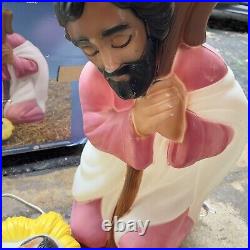 3 Pc. Blow Mold African American Nativity set General Foam Mary Joseph Jesus USA