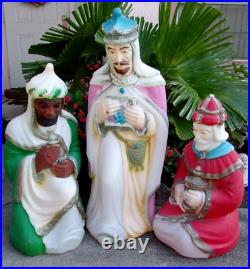 3 Pc WISE MEN Blow Mold Christmas Yard Vintage Nativity Magi King HUGE 35U PICK