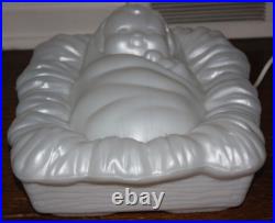 3 Piece 28 Pearl White Marble Nativity Set Lighted Blow Mold General Foam + Box