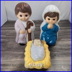 3 Piece Nativity Set Vintage General Foam Plastics Blow Mold Jesus Mary Joseph