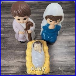 3 Piece Nativity Set Vintage General Foam Plastics Blow Mold Jesus Mary Joseph
