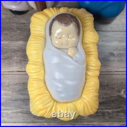 3 Piece Nativity Set Vintage General Foam Plastics Blow Mold Jesus Mary Joseph