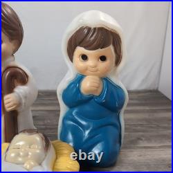 3 Piece Nativity Set Vintage General Foam Plastics Blow Mold Jesus Mary Joseph
