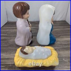 3 Piece Nativity Set Vintage General Foam Plastics Blow Mold Jesus Mary Joseph