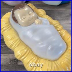 3 Piece Nativity Set Vintage General Foam Plastics Blow Mold Jesus Mary Joseph