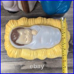 3 Piece Nativity Set Vintage General Foam Plastics Blow Mold Jesus Mary Joseph