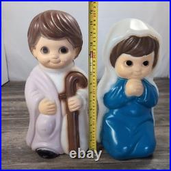 3 Piece Nativity Set Vintage General Foam Plastics Blow Mold Jesus Mary Joseph