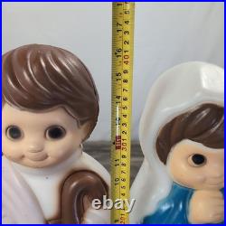 3 Piece Nativity Set Vintage General Foam Plastics Blow Mold Jesus Mary Joseph