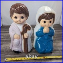 3 Piece Nativity Set Vintage General Foam Plastics Blow Mold Jesus Mary Joseph