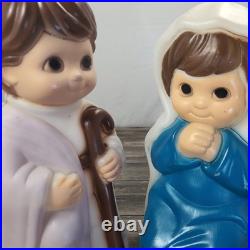 3 Piece Nativity Set Vintage General Foam Plastics Blow Mold Jesus Mary Joseph