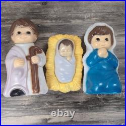 3 Piece Nativity Set Vintage General Foam Plastics Blow Mold Jesus Mary Joseph