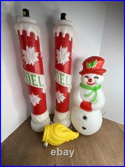 3 Vintage EMPIRE Tarburo Union Products Christmas Candles Lighted Blow Mold