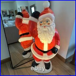 40 Waving Santa Claus Blue Eyes Blow Mold Vtg Christmas Lights Work