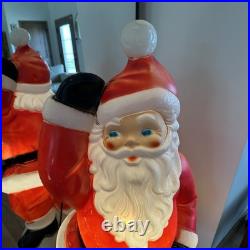 40 Waving Santa Claus Blue Eyes Blow Mold Vtg Christmas Lights Work