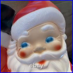 40 Waving Santa Claus Blue Eyes Blow Mold Vtg Christmas Lights Work