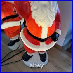 40 Waving Santa Claus Blue Eyes Blow Mold Vtg Christmas Lights Work