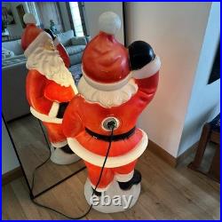 40 Waving Santa Claus Blue Eyes Blow Mold Vtg Christmas Lights Work
