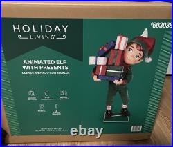 4.5 Ft Animated Musical Elf With Presents Yard Animatronic Christmas 2025