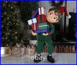 4.5 Ft Animated Musical Elf With Presents Yard Animatronic Christmas 2025