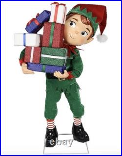 4.5 Ft Animated Musical Elf With Presents Yard Animatronic Christmas 2025