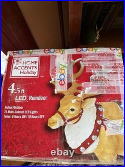 4.5ft. Blow mold Reindeer with Antlers LED Lights Home Accents Depot