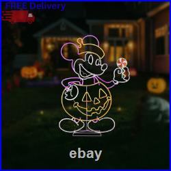 4' Neon Mickey Mouse Halloween Pumpkin Light Up Blow Mold Style Porch Yard Decor