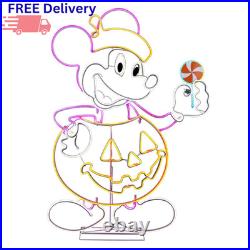 4' Neon Mickey Mouse Halloween Pumpkin Light Up Blow Mold Style Porch Yard Decor