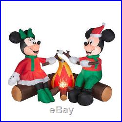 4-ft x 5.5-ft Lighted Mickey Minne Mouse Christmas Log Campfire Inflatable Fire