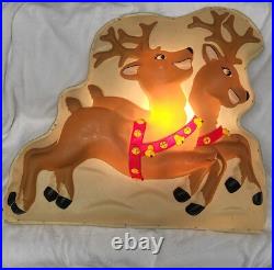 50's Light up Christmas Displays Santa & Reindeer Blow Molds 2 PC Original Parts