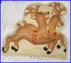 50's Light up Christmas Displays Santa & Reindeer Blow Molds 2 PC Original Parts