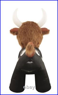 5'10 Halloween Inflatable LED Skeleton Highland Cow with Fur Outdoor Yard Decor