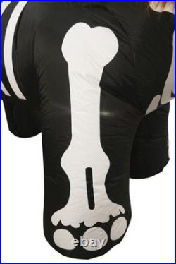 5'10 Halloween Inflatable LED Skeleton Highland Cow with Fur Outdoor Yard Decor