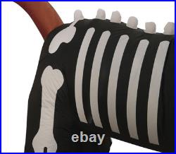 5'10 Halloween Inflatable LED Skeleton Highland Cow with Fur Outdoor Yard Decor