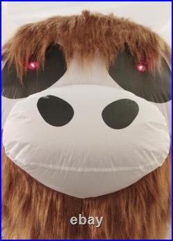 5'10 Halloween Inflatable LED Skeleton Highland Cow with Fur Outdoor Yard Decor