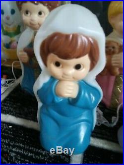 5 pc. Child Nativity blow mold set 3 Wisemen Mary & Joseph lights up