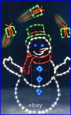 5ft Christmas Snowman Juggling Gift Boxes Animated Led Lighted Yard Decor
