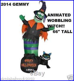 66 HALLOWEEN Witch with catAirblown Inflatable Animated Wobbling Outdoor Decor