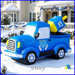 6FT Hanukkah Inflatable Truck Chanukah Blow up Outdoor Decorations
