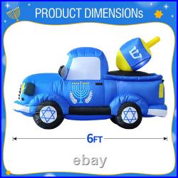 6FT Hanukkah Inflatable Truck Chanukah Blow up Outdoor Decorations